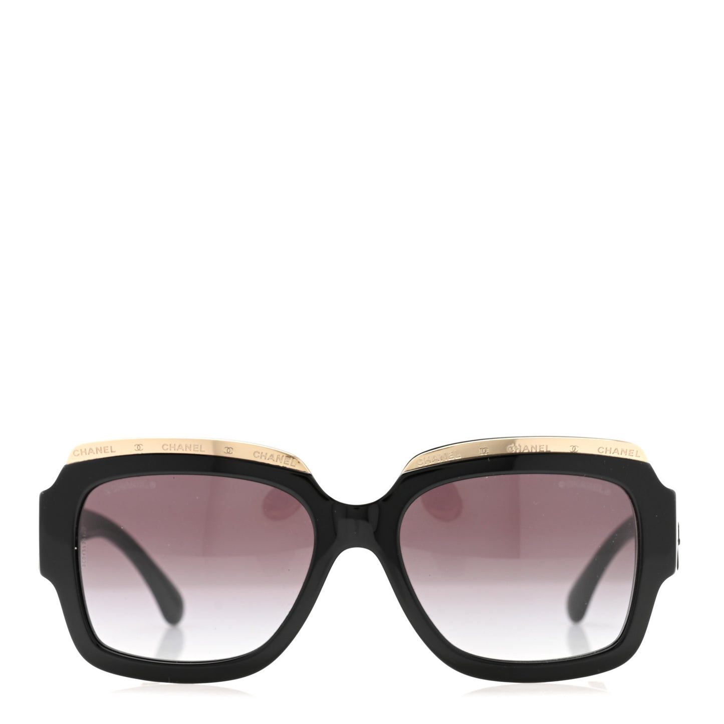 Acetate Rectangle Logo Sunglasses 71506A Black Gold