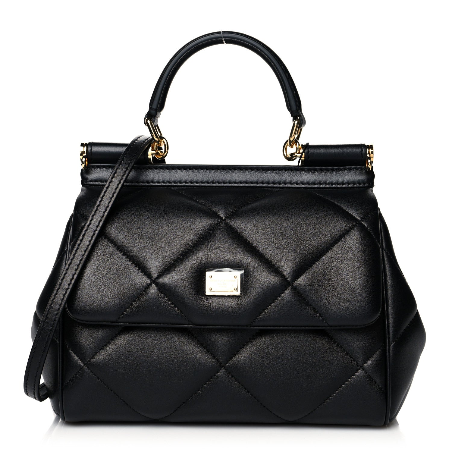 Dolce & Gabbana Calfskin Quilted Small Miss Sicily Satchel Black 1 of 9