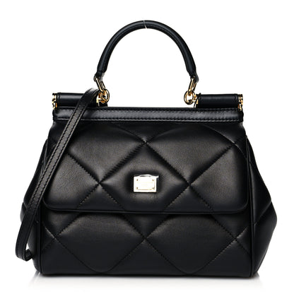 Dolce & Gabbana Calfskin Quilted Small Miss Sicily Satchel Black 1 of 9