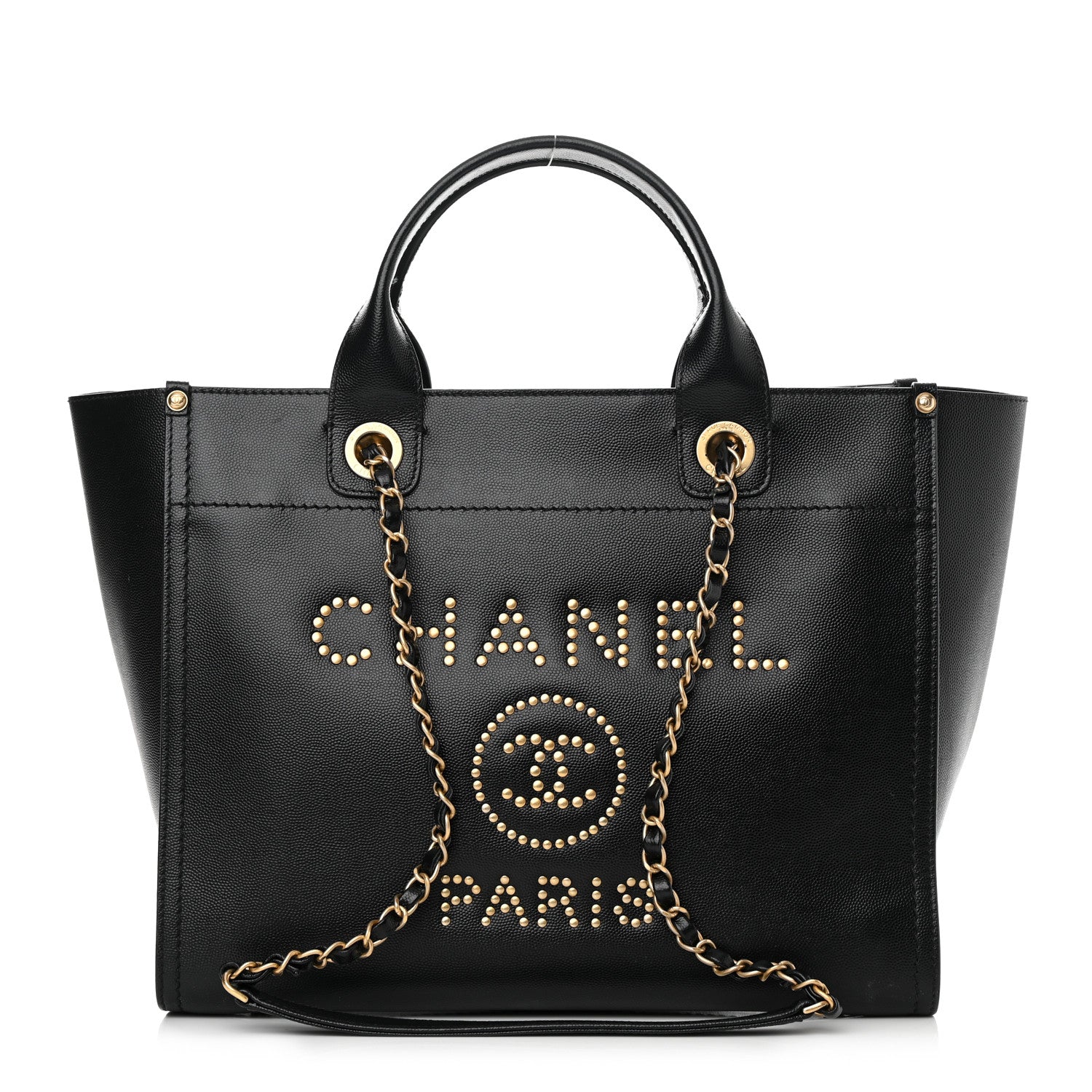 Chanel Caviar Small Studded Deauville Tote Black 1 of 13