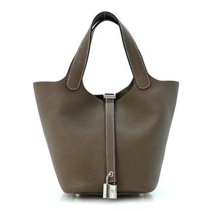 Hermes Taurillon Clemence Picotin Lock 18 PM Etoupe 1 of 11