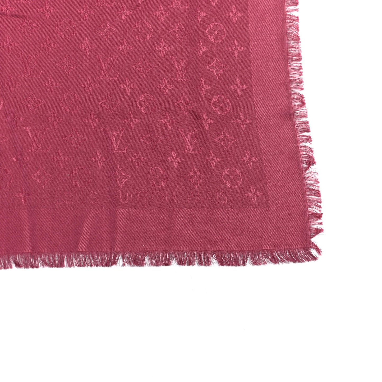 Silk Wool Monogram Shawl Wine Red