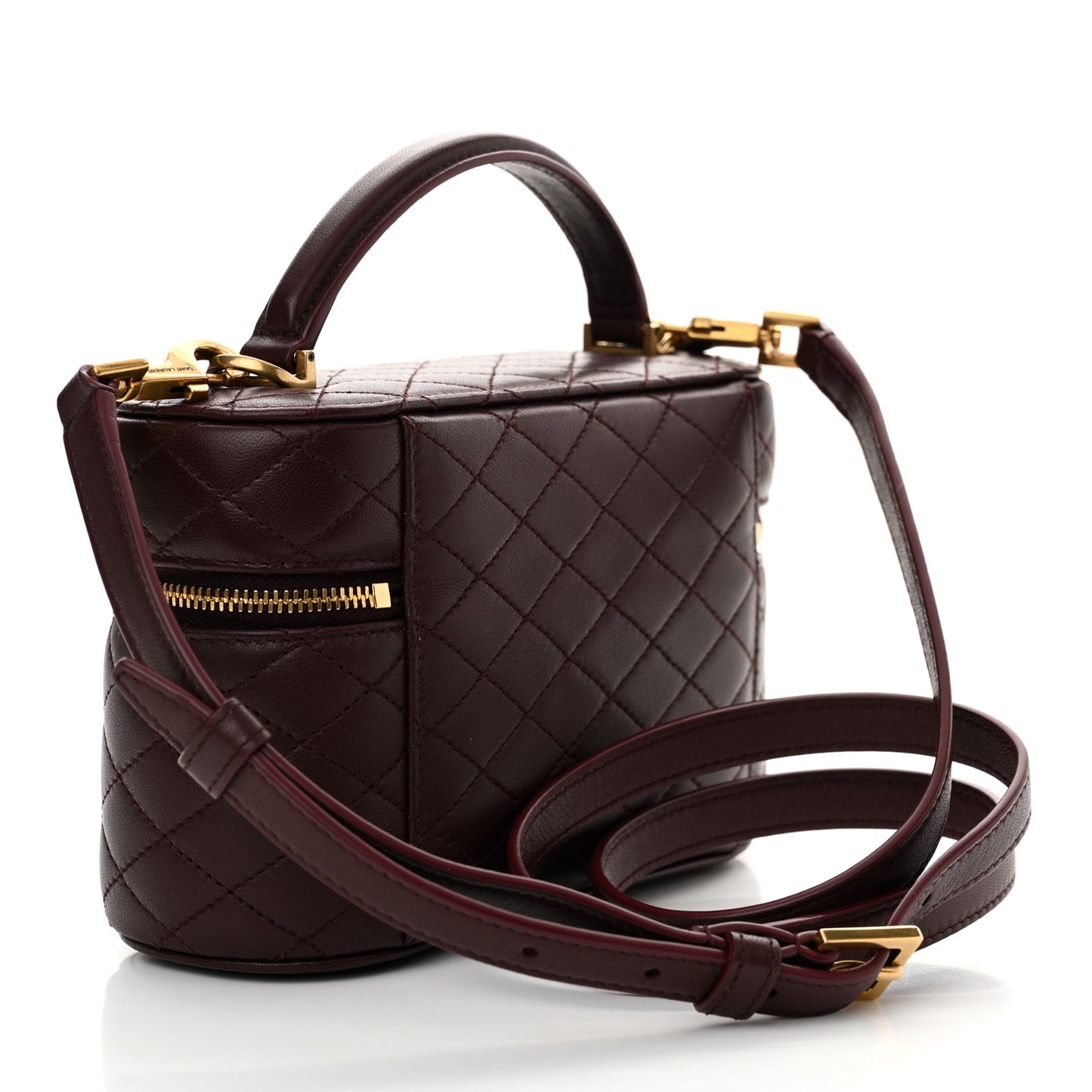 Lambskin Quilted Mini Gaby Vanity Case Rouge Cabernet