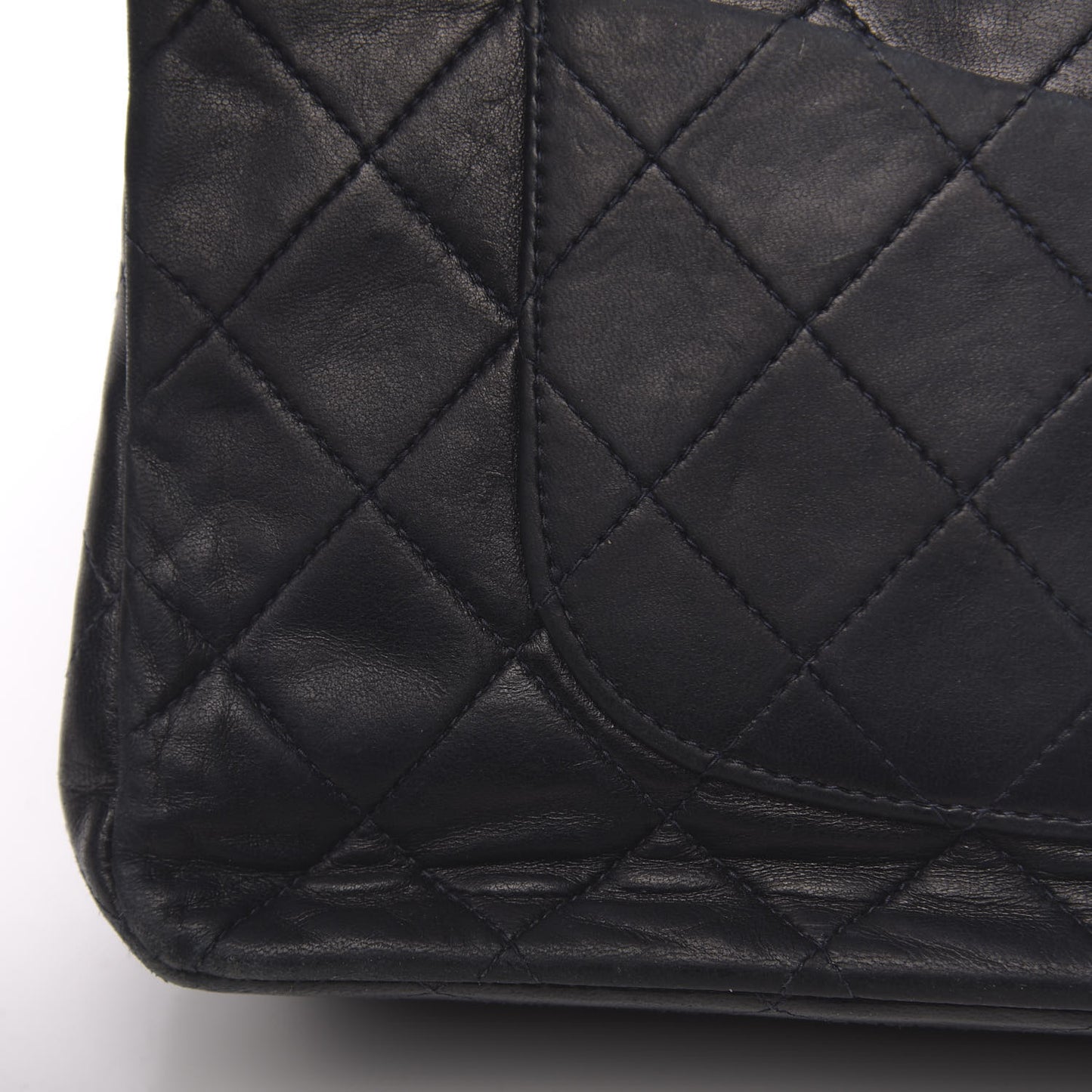 Lambskin Quilted Medium Double Flap Navy