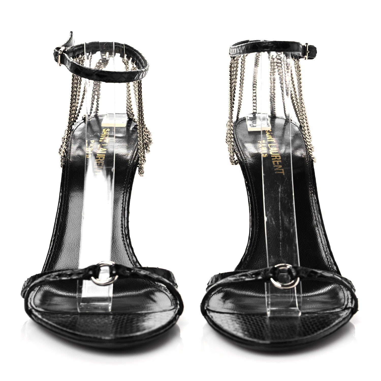 Saint Laurent Ayers Laquer Chain Sunset 95 Pumps 38 Black 2 of 13