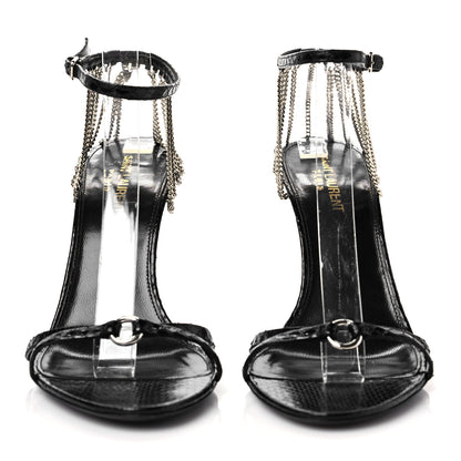 Saint Laurent Ayers Laquer Chain Sunset 95 Pumps 38 Black 2 of 13