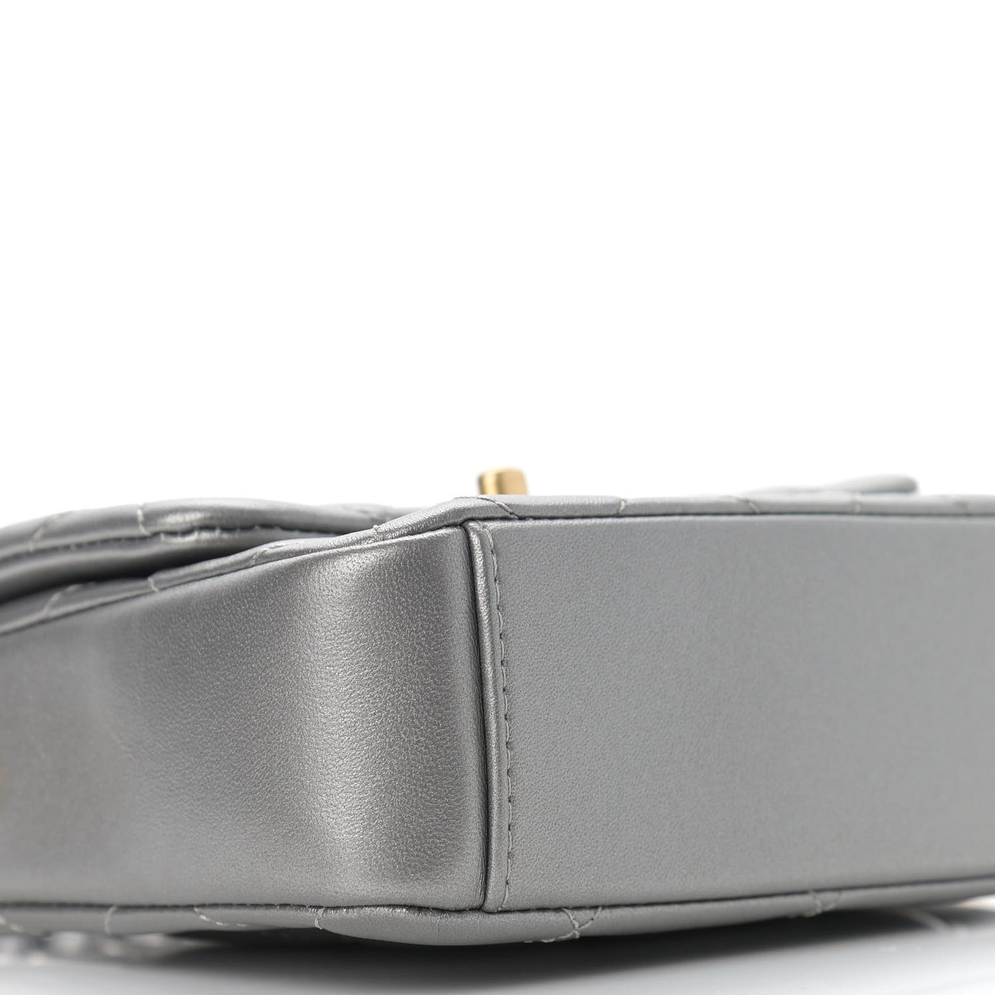 Metallic Lambskin Quilted Mini Side Note Flap Grey