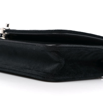Chanel Velvet Metallic Embellished Boy Wallet On Chain WOC Silver Black 10 of 12