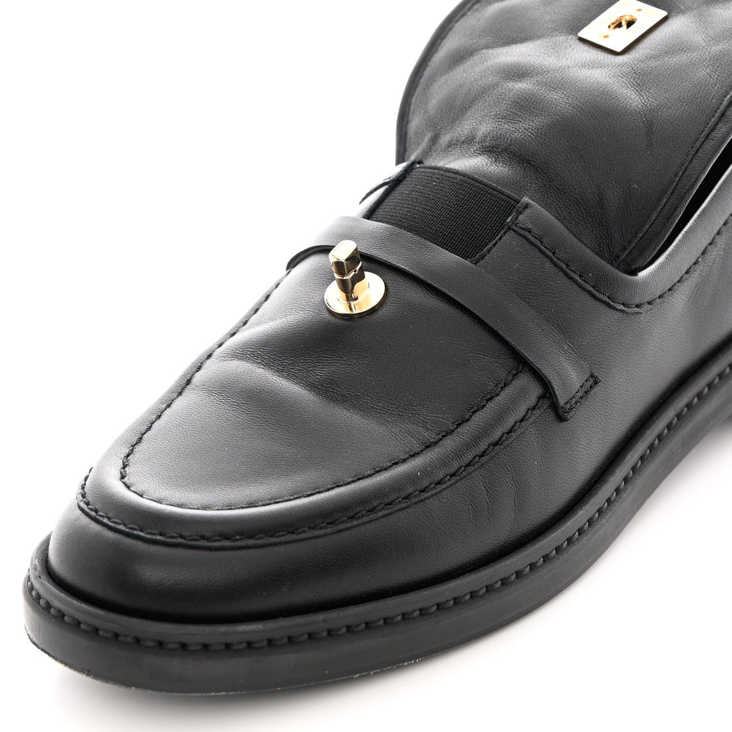 Lambskin Quilted CC Turnlock Loafers 38 Black