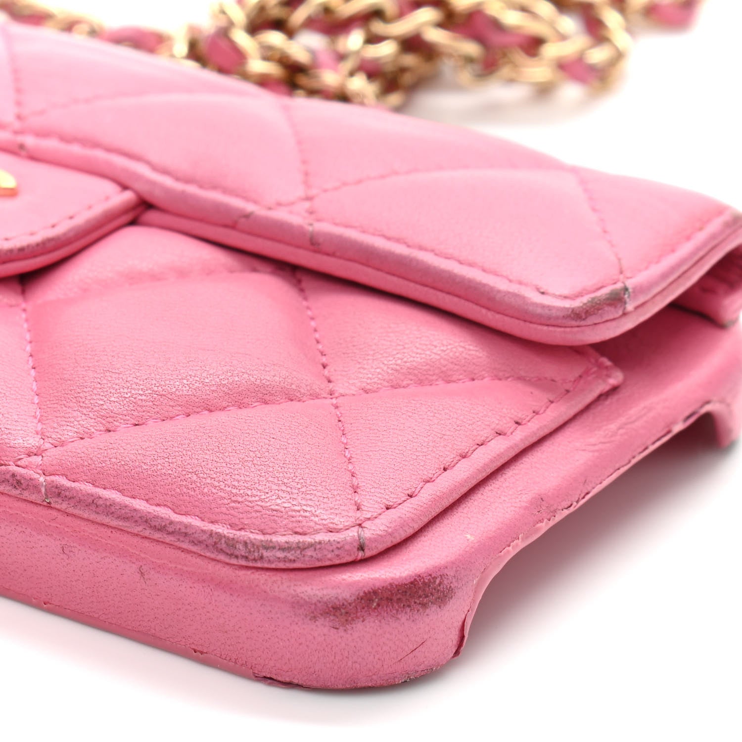 Chanel Lambskin Quilted Pearl Crush iPhone XII Pro Holder With Chain Pink 9 of 16