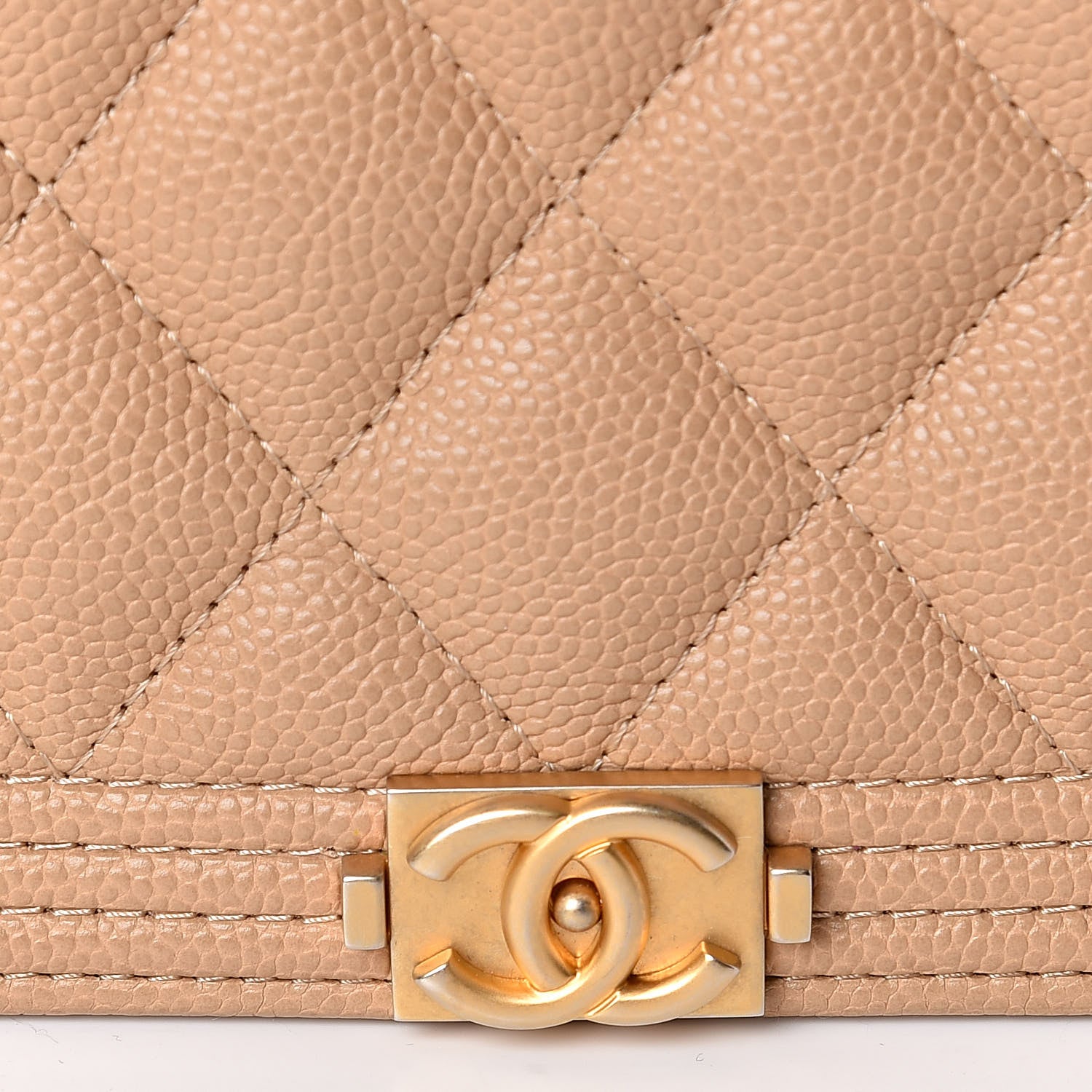 Chanel Caviar Quilted Boy Wallet On Chain WOC Beige 12 of 13
