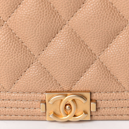 Chanel Caviar Quilted Boy Wallet On Chain WOC Beige 12 of 13