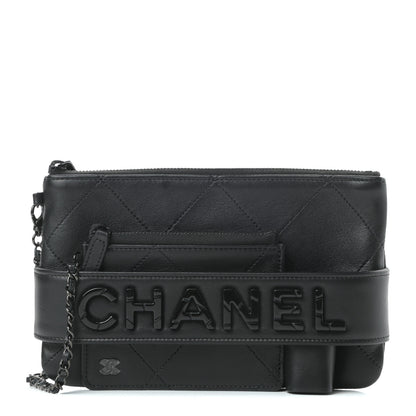 Chanel Lambskin Quilted Cosmetic Case With Strap So Black 1 of 13