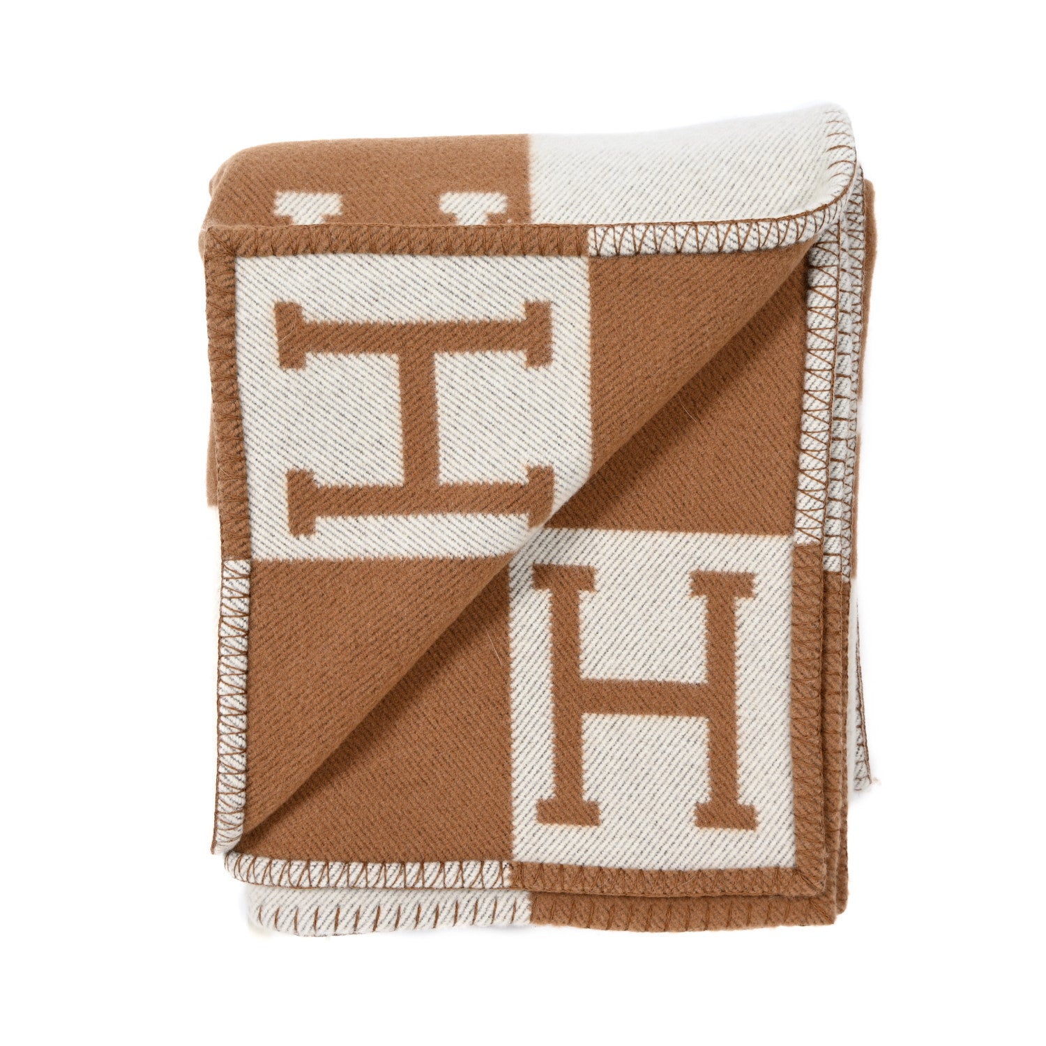 Hermes Wool Cashmere Avalon Blanket Ecru Camel 2 of 3