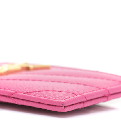 Saint Laurent Grain De Poudre Matelasse Chevron Monogram Credit Card Case Fuxia 6 of 10