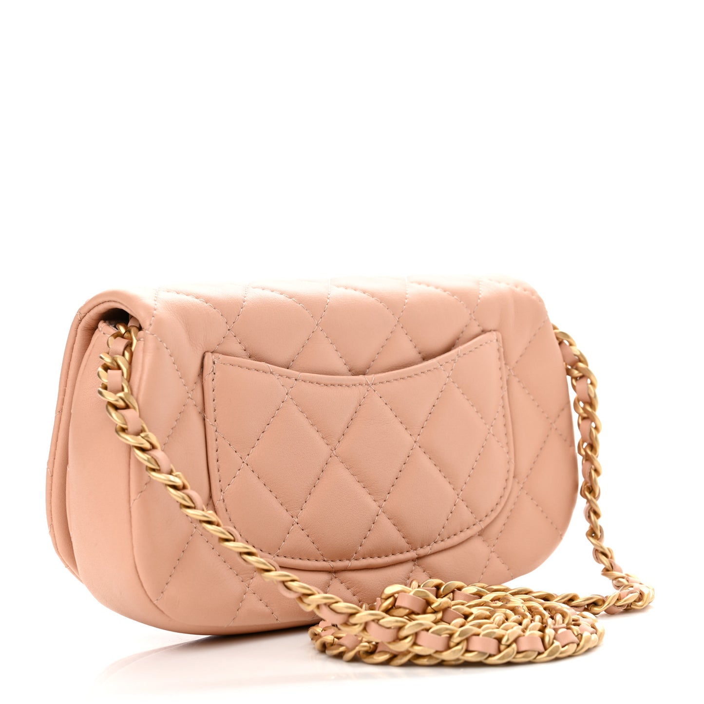 Calfskin Quilted Coco Mail Clutch With Chain Light Pink