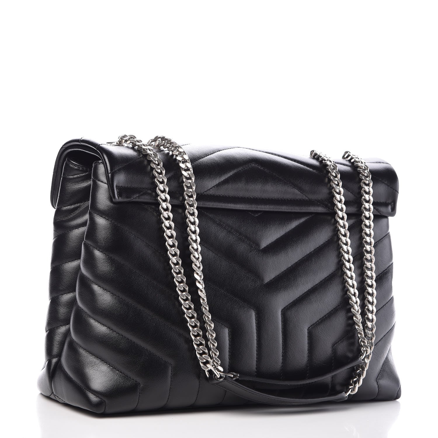 Saint Laurent Calfskin Y Quilted Monogram Medium Loulou Chain Satchel Black 3 of 11