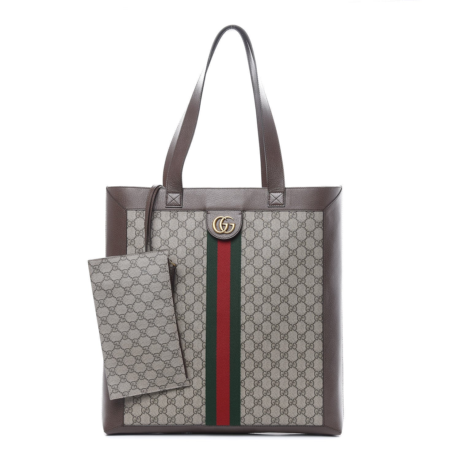 Gucci GG Supreme Monogram Web Large Ophidia Vertical Shopping Tote Brown 1 of 15
