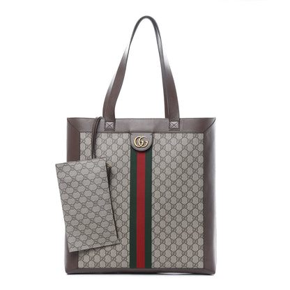 Gucci GG Supreme Monogram Web Large Ophidia Vertical Shopping Tote Brown 1 of 15