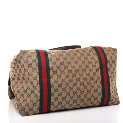 Gucci GG Monogram Web Medium Collapsible Carry On Duffle Beige Brown 3 of 9