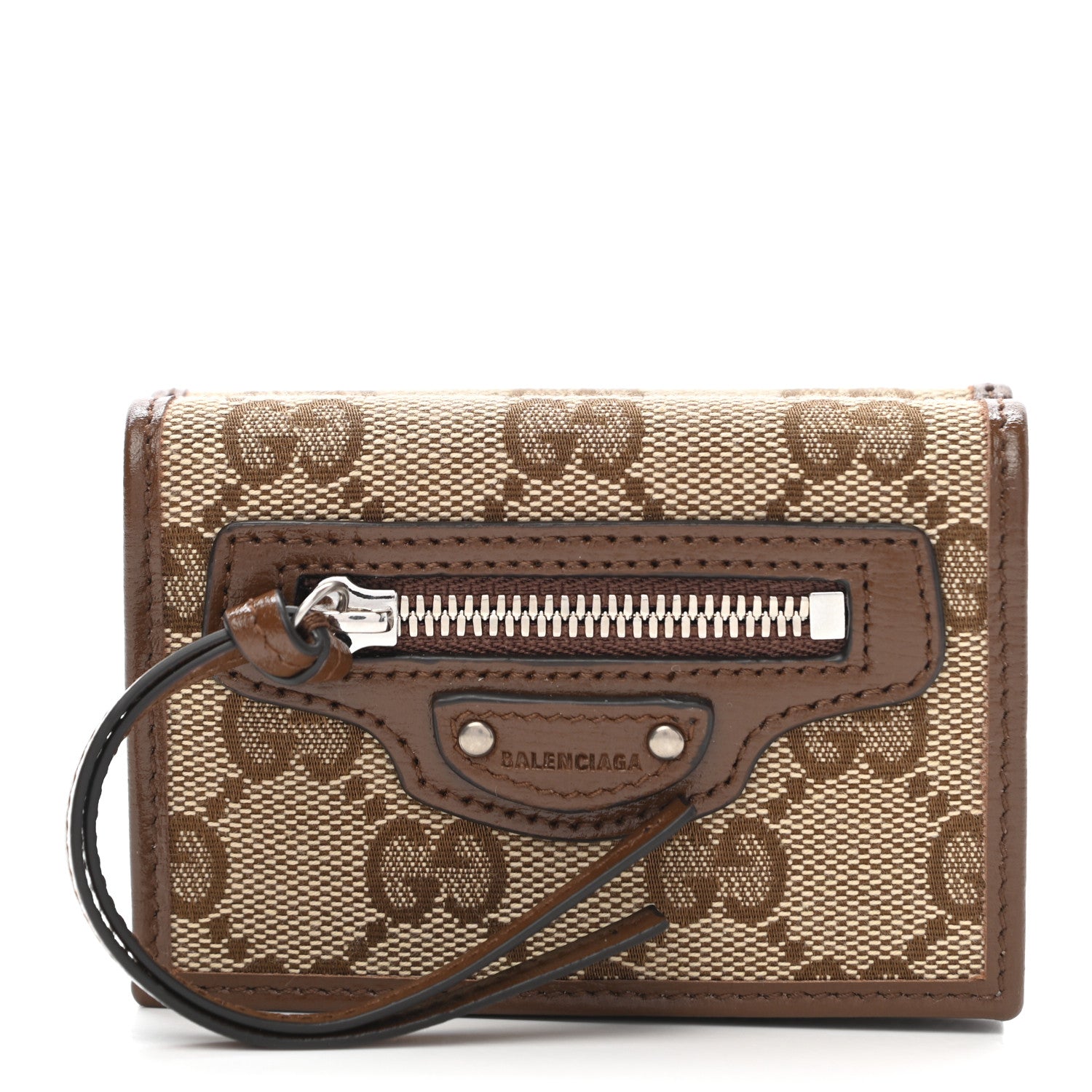 Balenciaga X GUCCI GG Monogram Azalea Calfskin Neo Classic Wallet Beige Ebony Brown Sugar 1 of 8