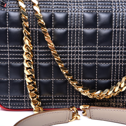 Burberry Grainy Calfskin Quilted Lola TB Bag Navy Blue Red 14 of 14
