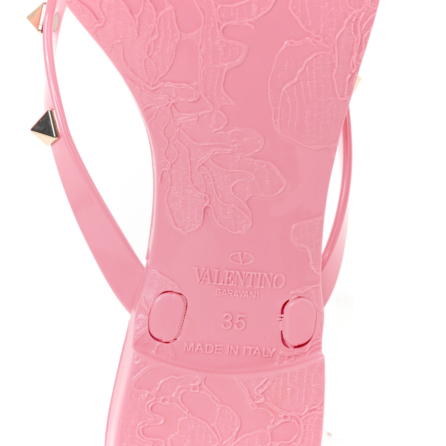 PVC Jelly Glitter Rockstud Bow Thong Sandals 35 Bubble Gum