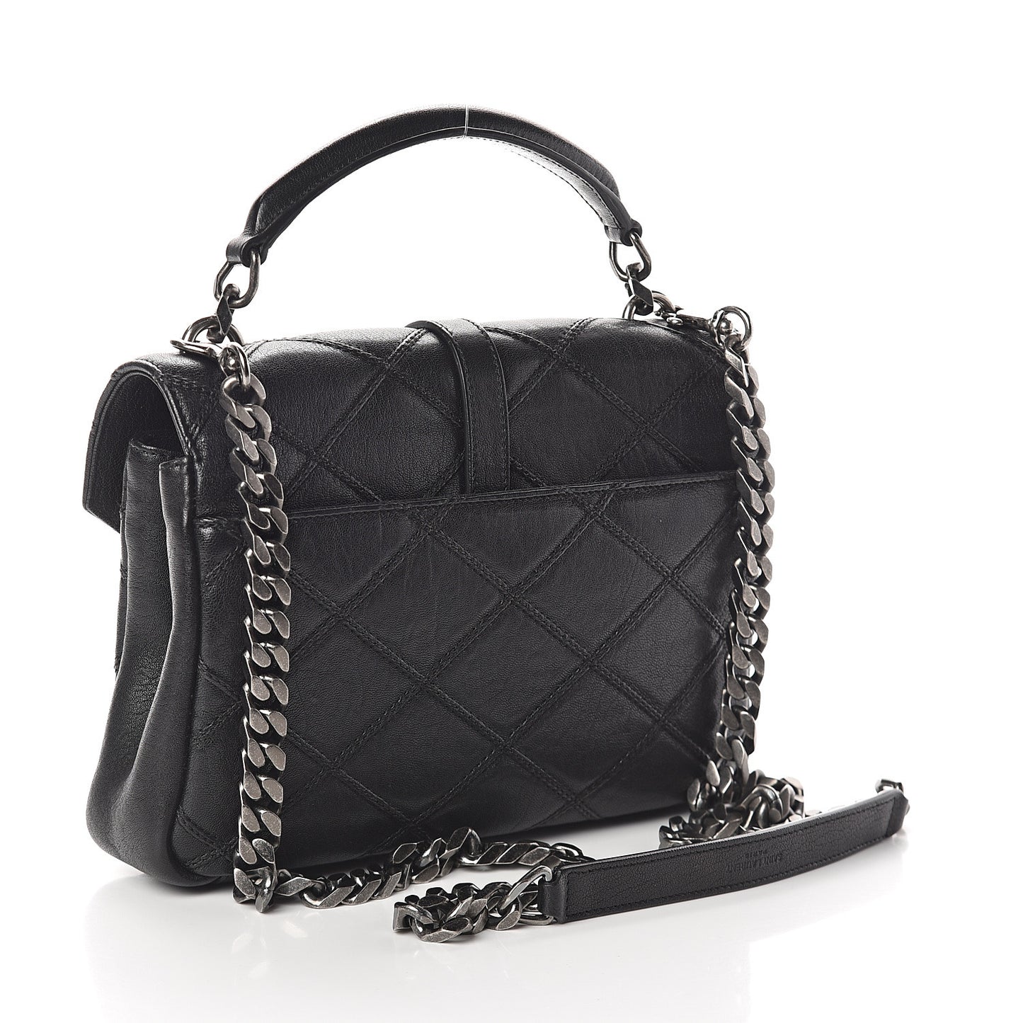 Calfskin Matelasse Diamond Quilted Monogram Medium College Bag Black