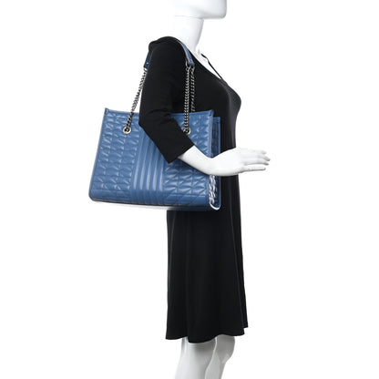 Gucci Calfskin Matelasse Aria Medium GG Marmont Shoulder Tote Clear Blue 2 of 10
