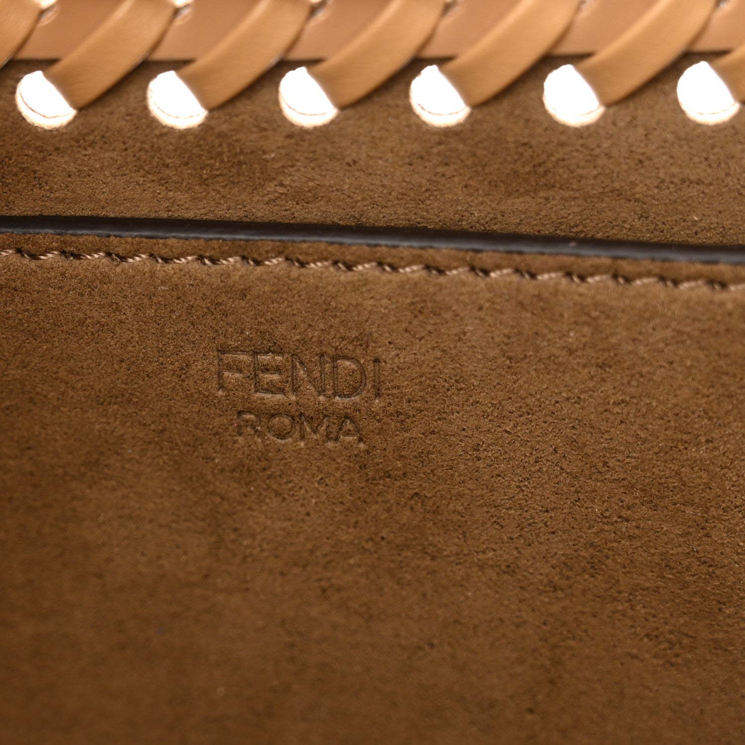 Fendi Vitello King Ceylon Plexiglass Woven Logo Debossed Small Fendi Sunshine Shopper Tote Miele Scuro 6 of 10