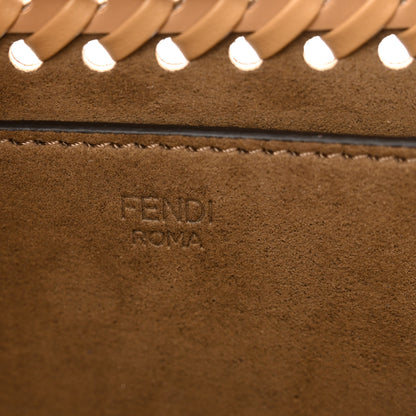 Fendi Vitello King Ceylon Plexiglass Woven Logo Debossed Small Fendi Sunshine Shopper Tote Miele Scuro 6 of 10
