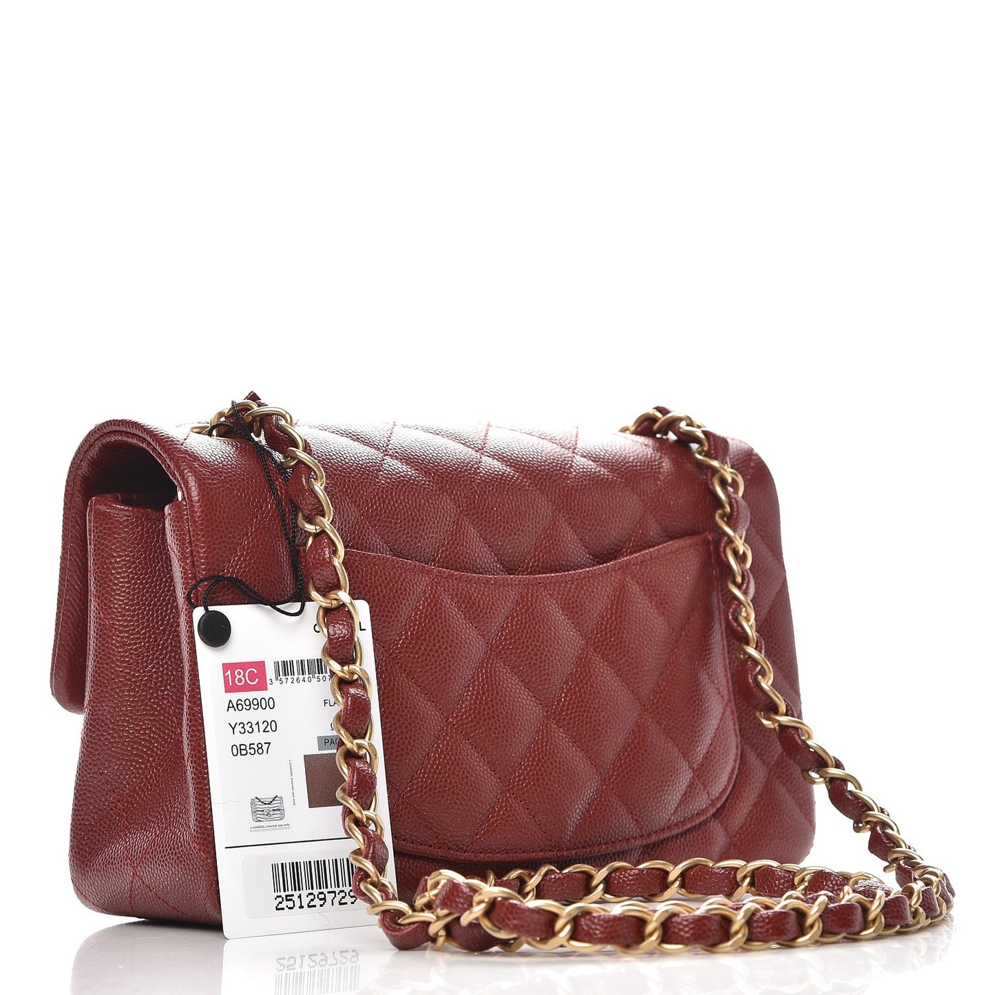 Caviar Quilted Mini Rectangular Flap Burgundy
