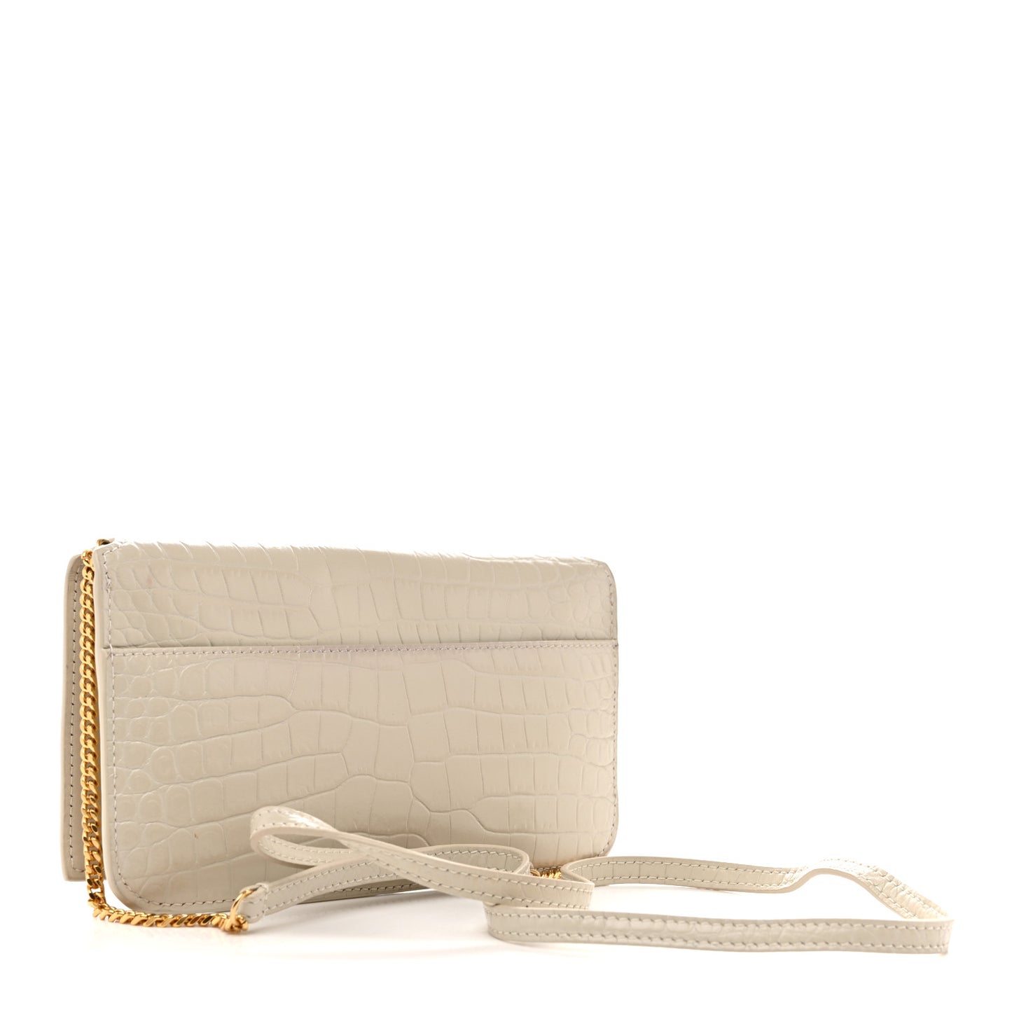 Crocodile Embossed Monogram Phone Holder Crossbody Crema Soft