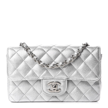 Chanel Metallic Lambskin Quilted Mini Rectangular Flap Silver 1 of 11