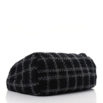 Chanel Tweed Maxi Chain Hobo Black Gray 5 of 11