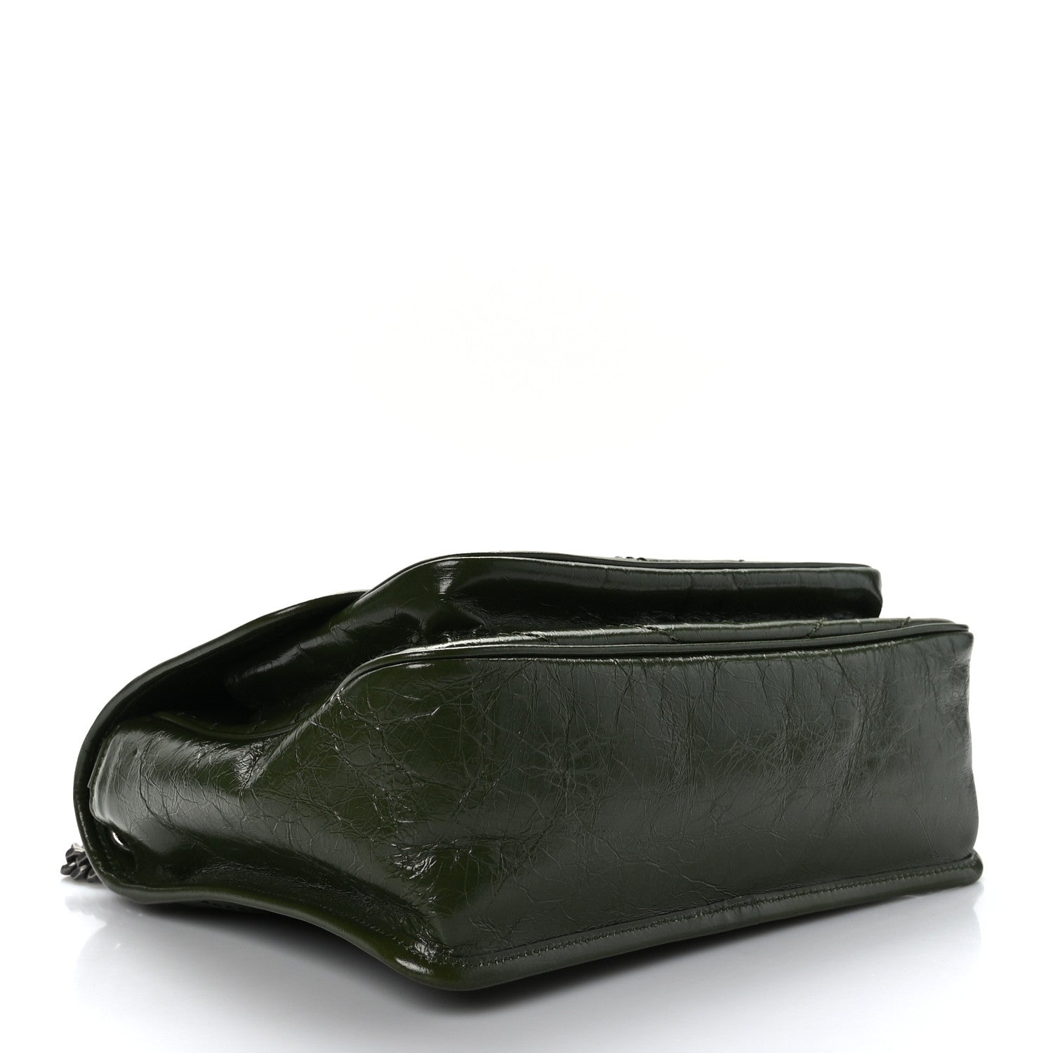 Saint Laurent Crinkled Calfskin Matelasse Monogram Medium Niki Chain Satchel Dark Pine 4 of 9