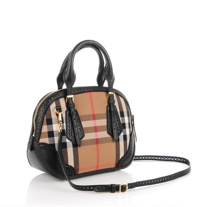 Burberry House Check Broguing Small Orchard Bowling Bag Black 3 of 8