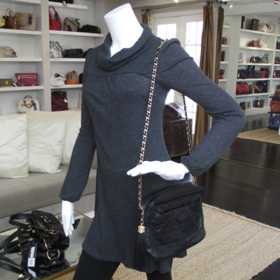 Chanel Canvas Quilted CC Tassel Black 2 of 13