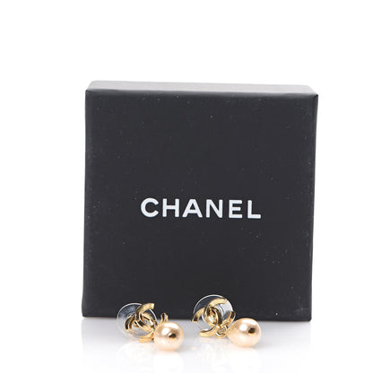 Chanel Metal CC Pearl Drop Earrings Gold 5 of 5