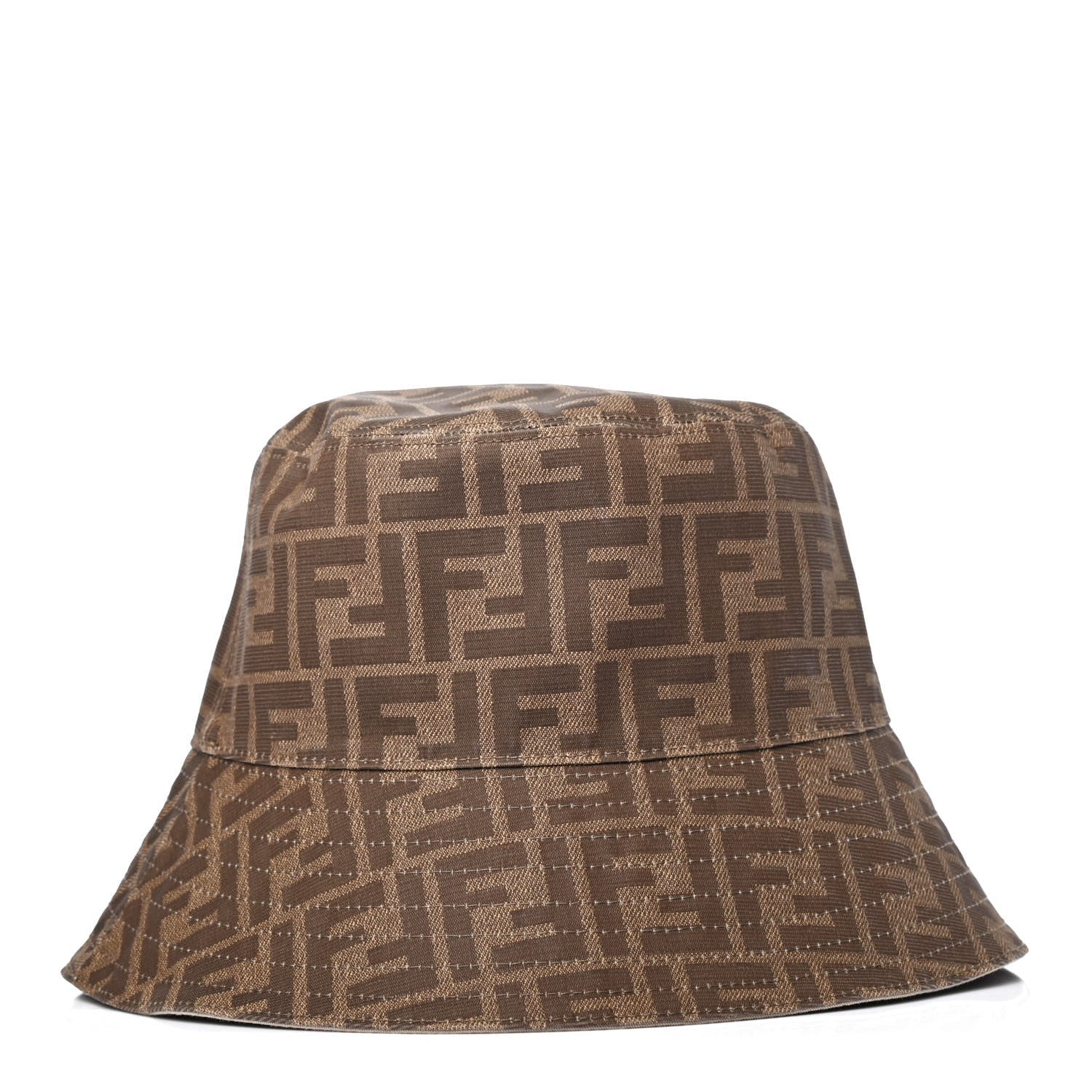 Fendi Technical Fabric FF Reversible Bucket Hat S Tobacco Beige 1 of 4
