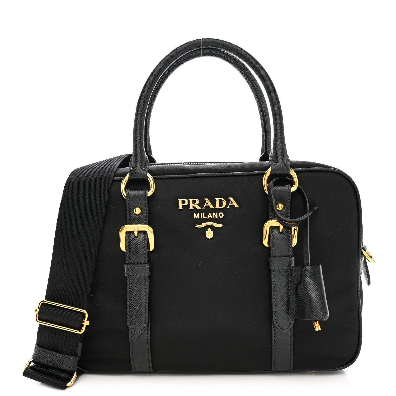 Prada Tessuto Nylon Saffiano Bauletto Black 1 of 10