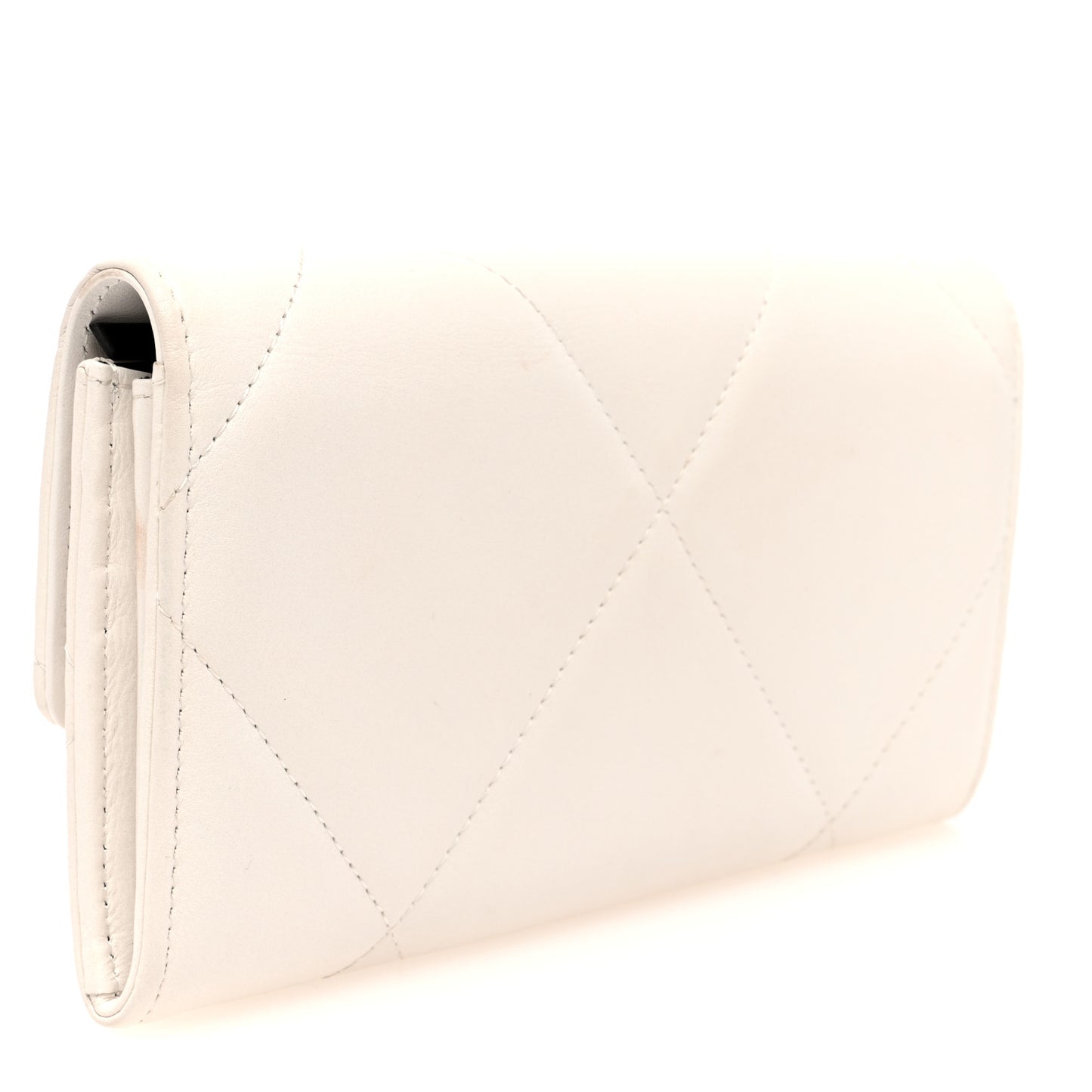 Lambskin Quilted Chanel 19 Flap Wallet White Black