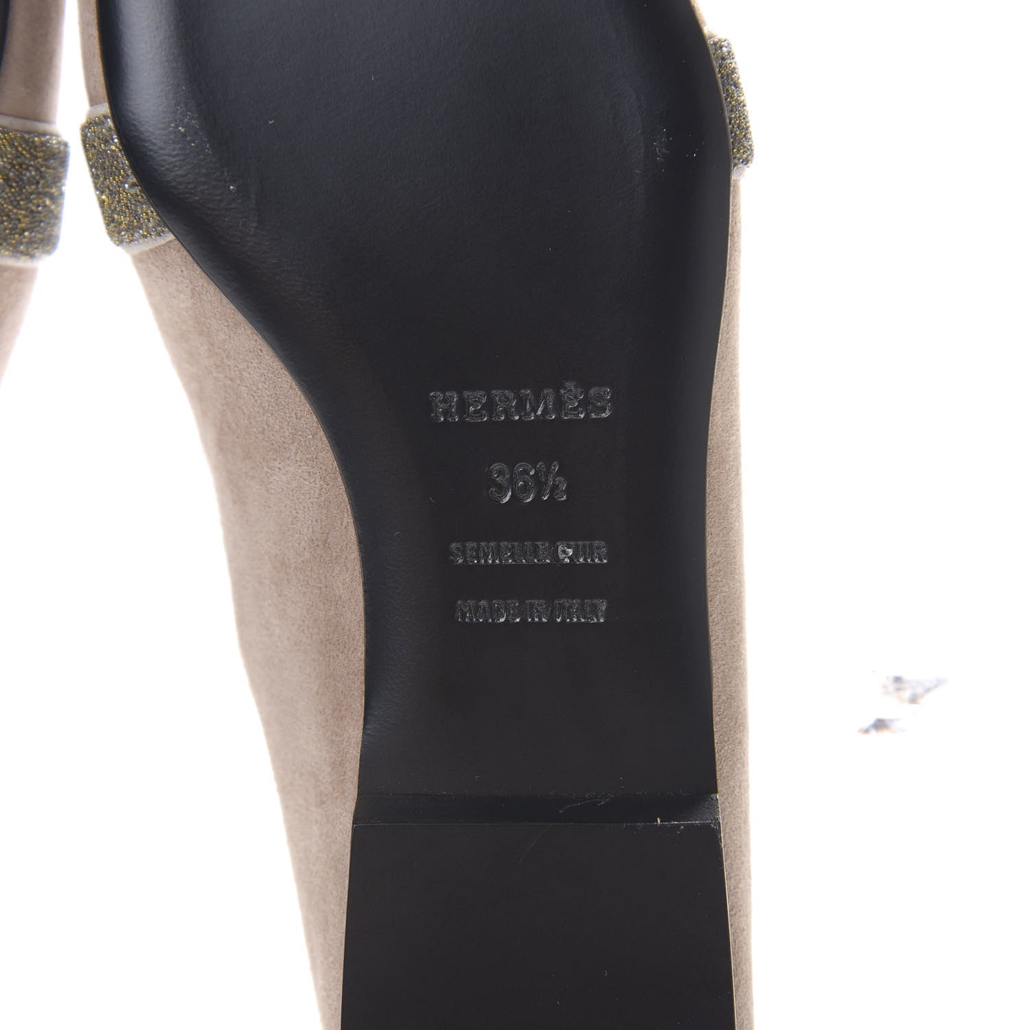 Hermes Suede Goatskin Crystal Roxane Mules 36.5 Champagne Rose Grey 7 of 7