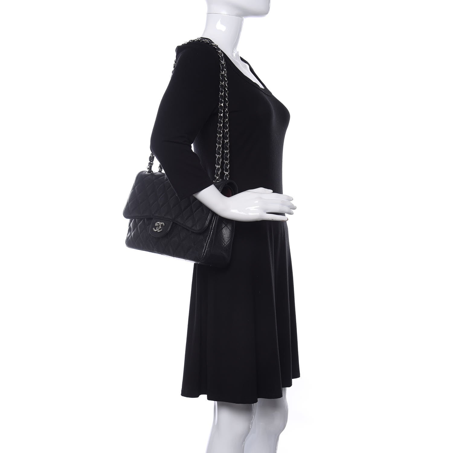 Chanel Caviar Quilted Jumbo Double Flap Black 2 of 14