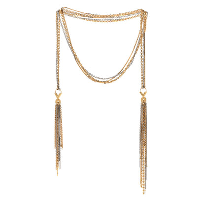 Louis Vuitton Metal Long Fringe Necklace Gold 3 of 7