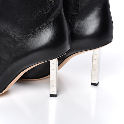 Chanel Lambskin Satin Cap Toe Ankle Boots 37 Black 6 of 9