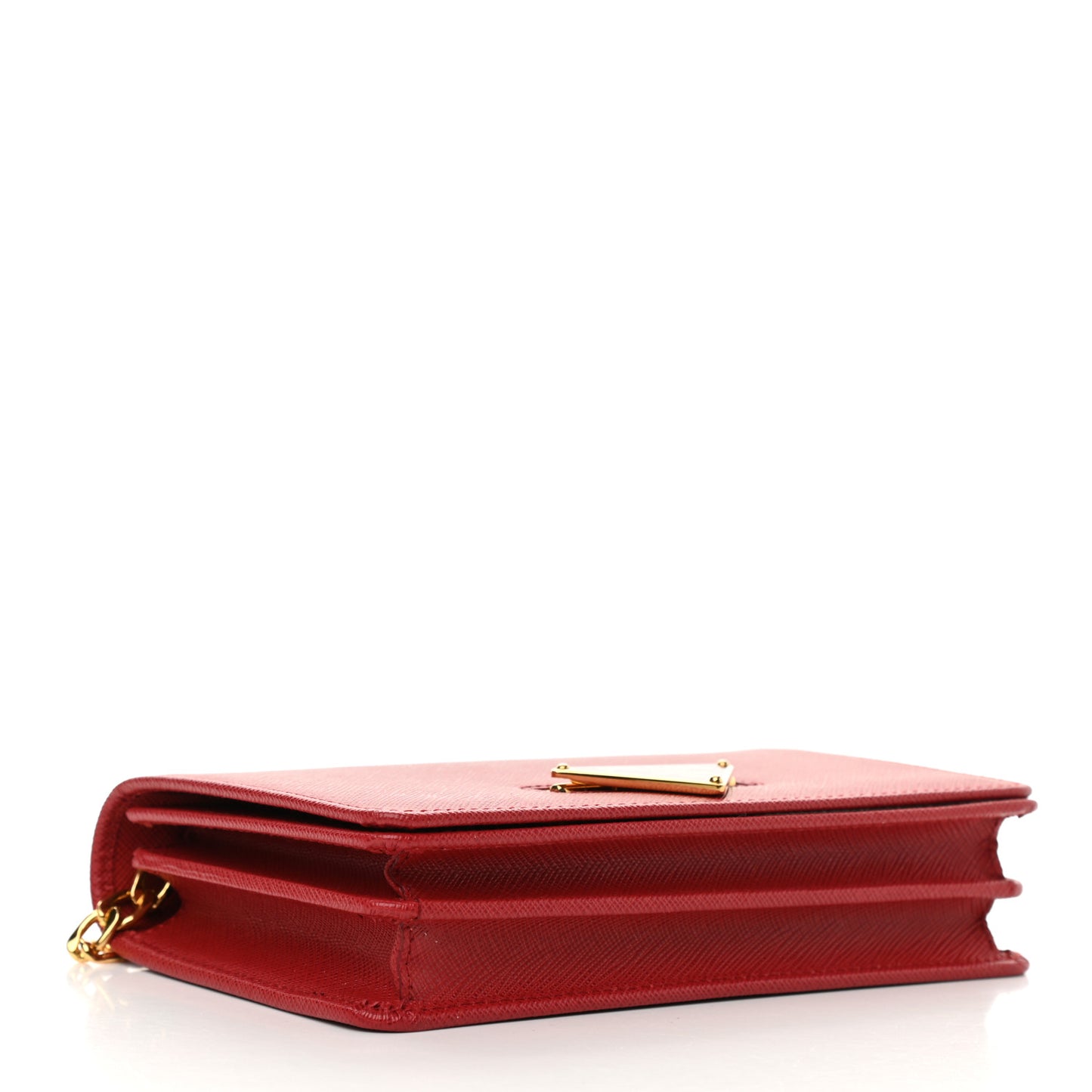Saffiano Bandoliera Flip Lock Chain Crossbody Bag Fuoco