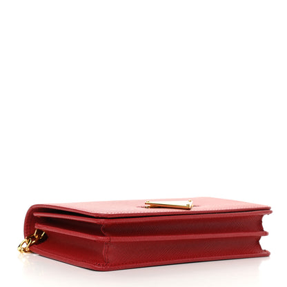 Prada Saffiano Bandoliera Flip Lock Chain Crossbody Bag Fuoco 3 of 9