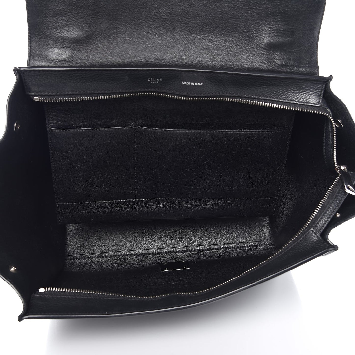 Drummed Calfskin Suede Medium Trapeze Black