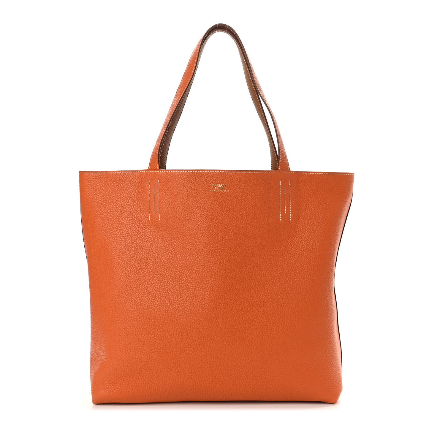 Taurillon Clemence Double Sens 45 Reversible Tote Orange Gold